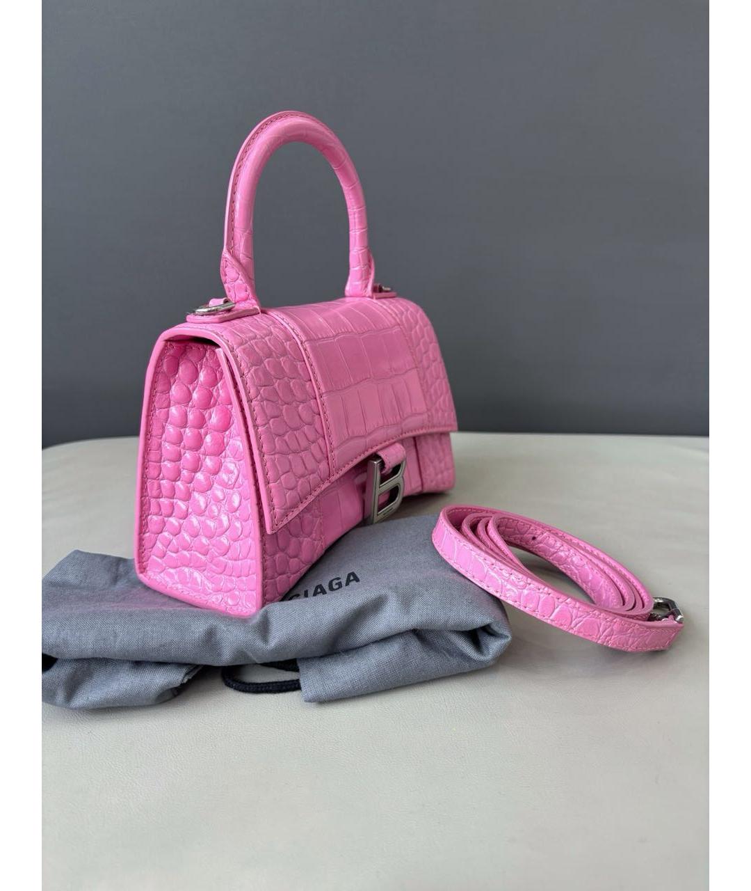 BALENCIAGA Розовая кожаная сумка с короткими ручками, фото 3