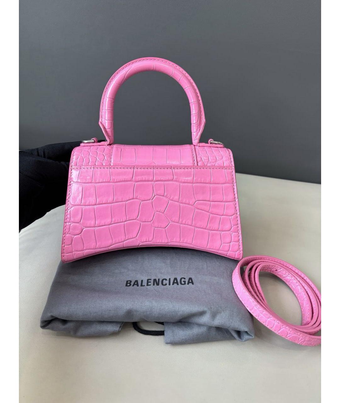 BALENCIAGA Розовая кожаная сумка с короткими ручками, фото 4
