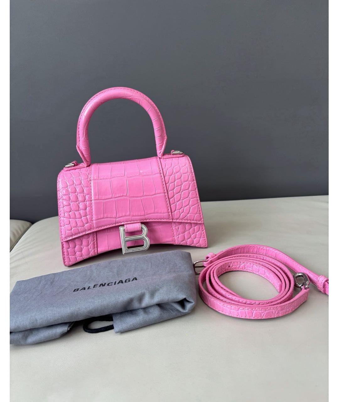 BALENCIAGA Розовая кожаная сумка с короткими ручками, фото 8