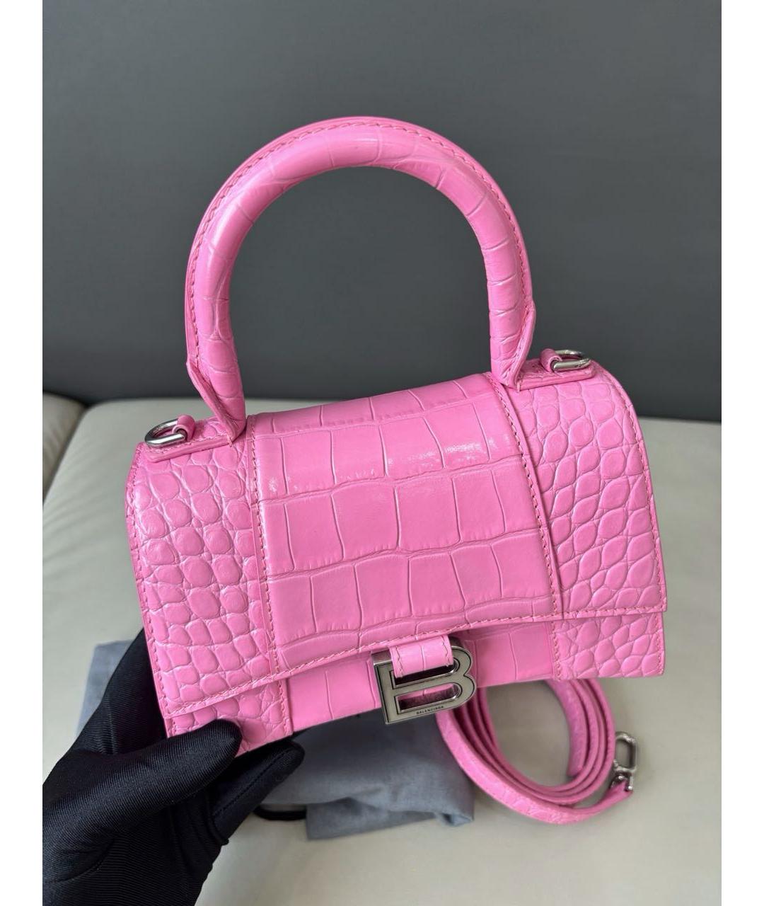 BALENCIAGA Розовая кожаная сумка с короткими ручками, фото 5