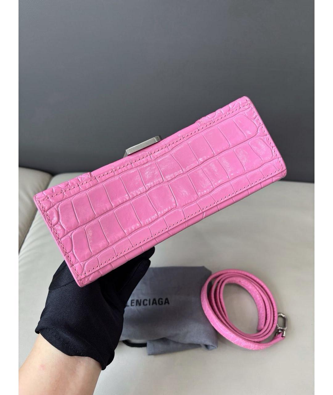 BALENCIAGA Розовая кожаная сумка с короткими ручками, фото 6