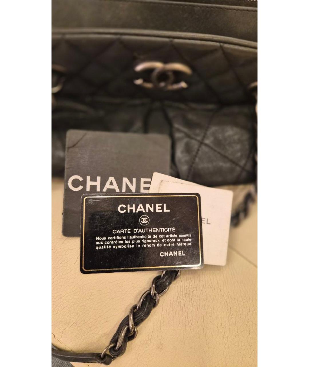 CHANEL Черная кожаная сумка с короткими ручками, фото 4