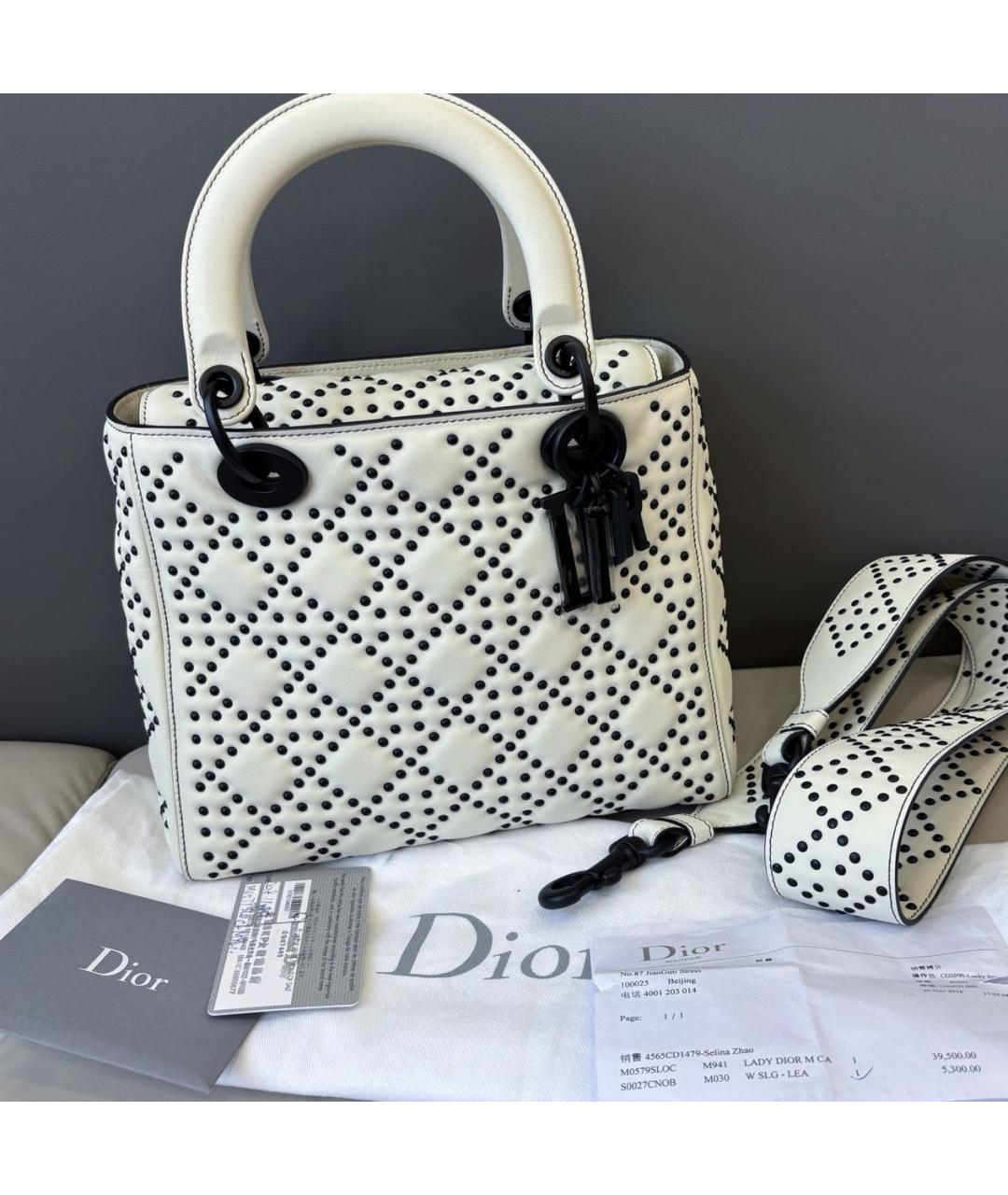 CHRISTIAN DIOR Белая кожаная сумка с короткими ручками, фото 8