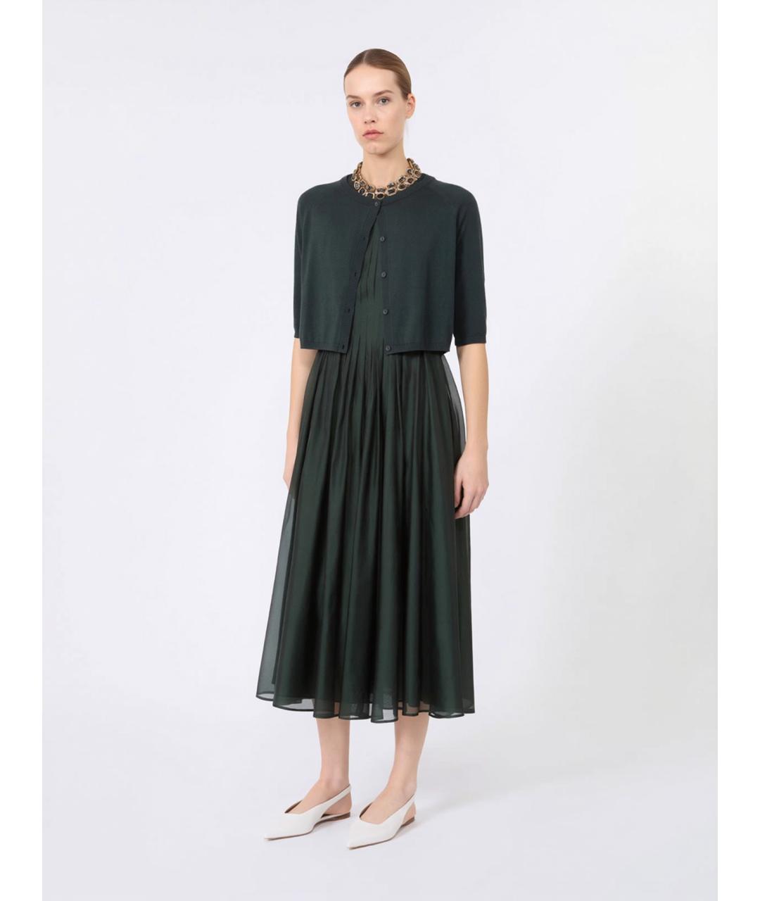 'S MAX MARA Зеленое шелковое повседневное платье, фото 2