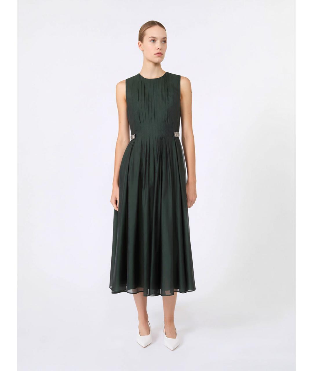 'S MAX MARA Зеленое шелковое повседневное платье, фото 3