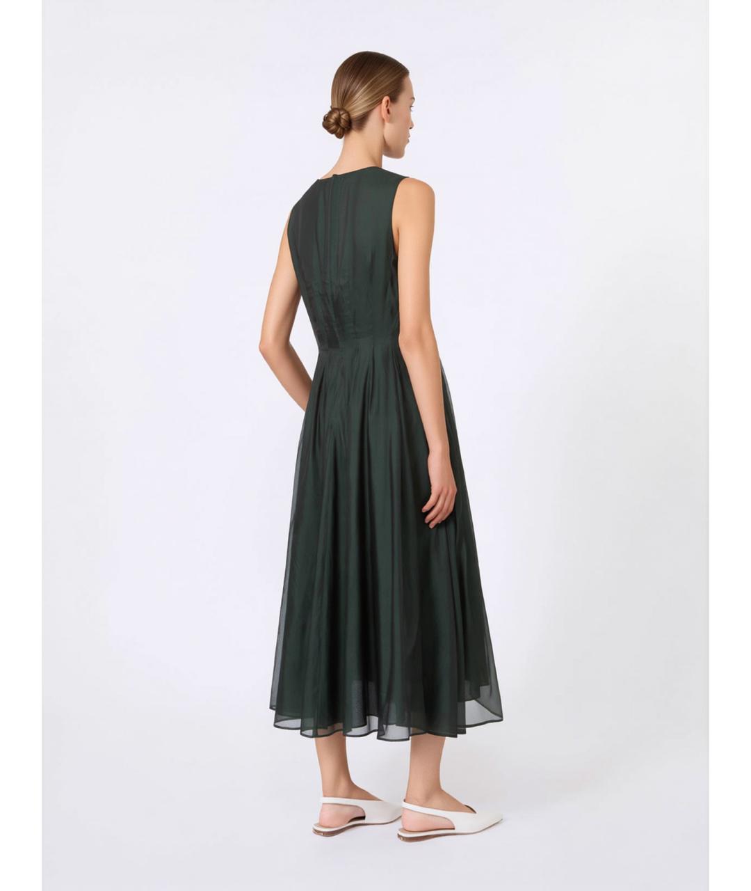'S MAX MARA Зеленое шелковое повседневное платье, фото 4