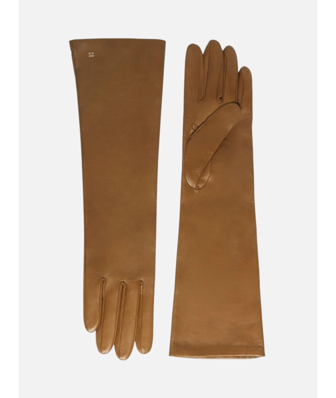 MAX MARA Коричневые кожаные перчатки, фото 4