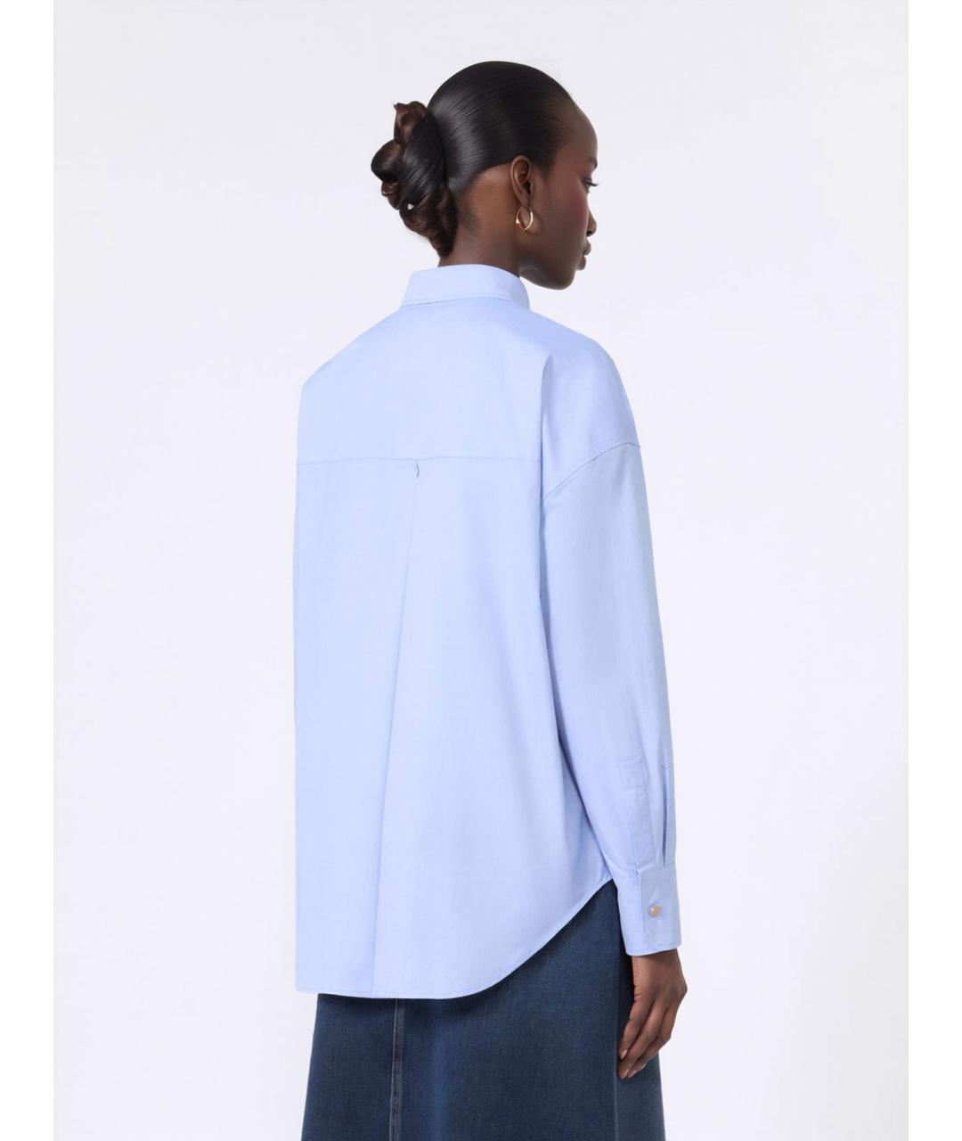 'S MAX MARA Синяя хлопковая рубашка, фото 3