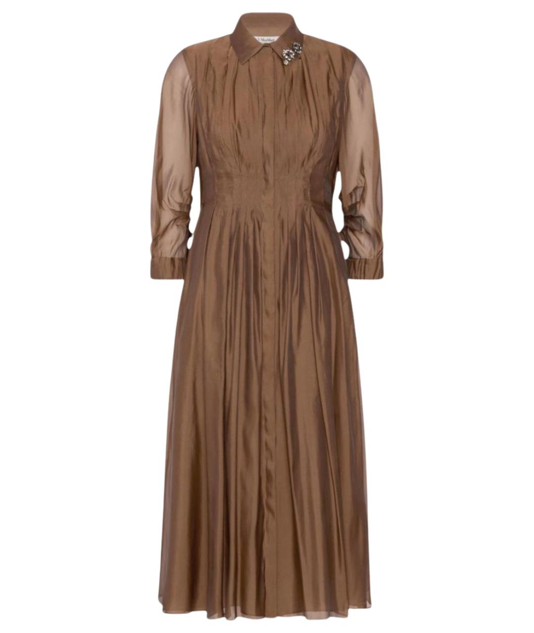 'S MAX MARA Коричневое шелковое повседневное платье, фото 1