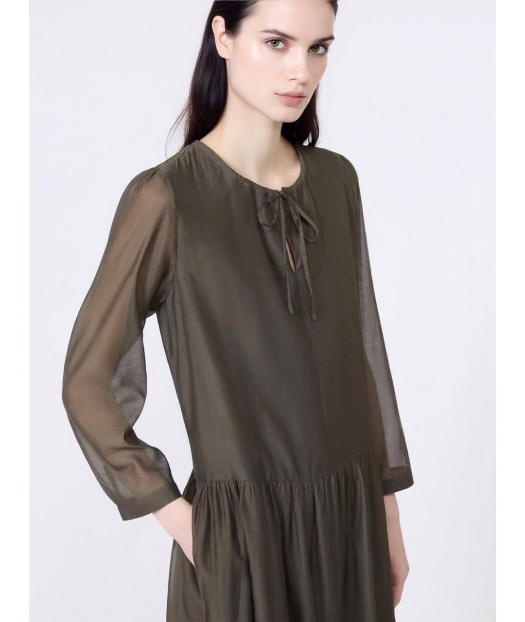 'S MAX MARA Зеленое хлопковое повседневное платье, фото 4