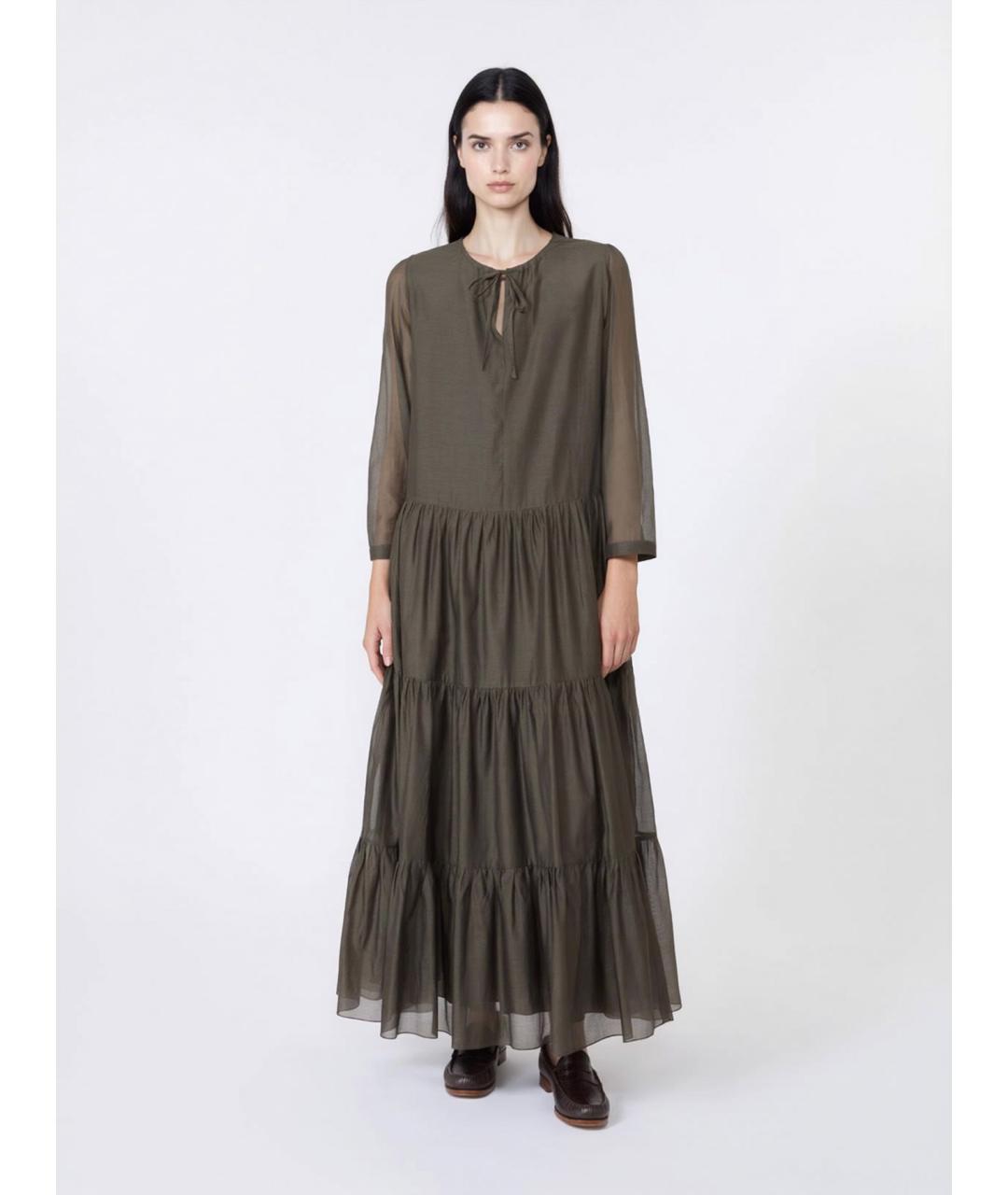 'S MAX MARA Зеленое хлопковое повседневное платье, фото 2