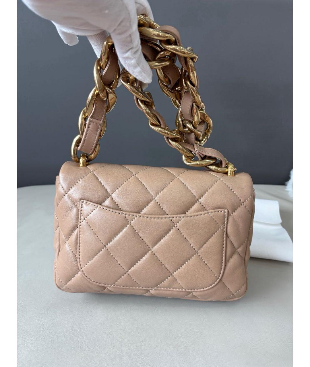 CHANEL Бежевая кожаная сумка через плечо, фото 4