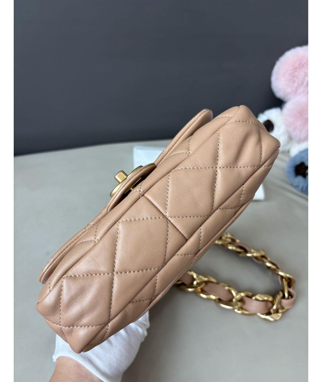 CHANEL Бежевая кожаная сумка через плечо, фото 5