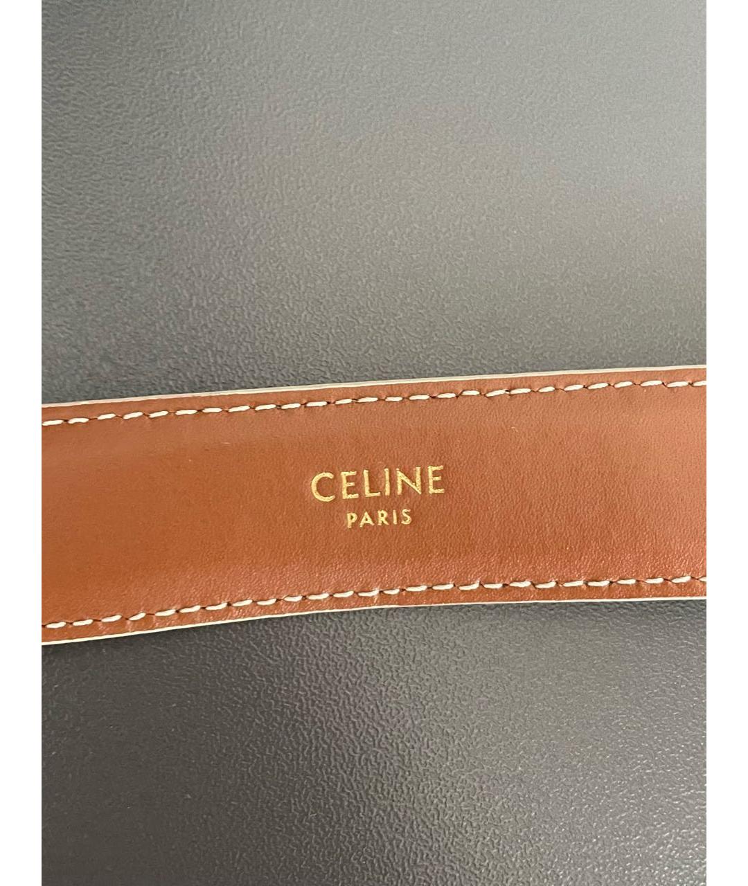 CELINE Бежевый кожаный ремень, фото 4