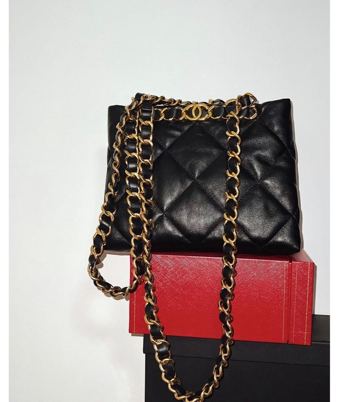 CHANEL Черная кожаная сумка тоут, фото 7