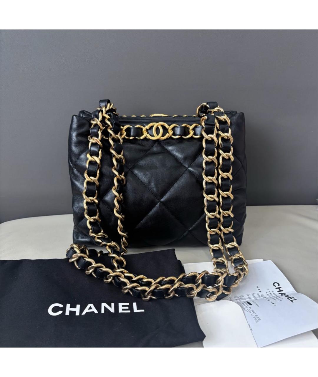 CHANEL Черная кожаная сумка тоут, фото 8