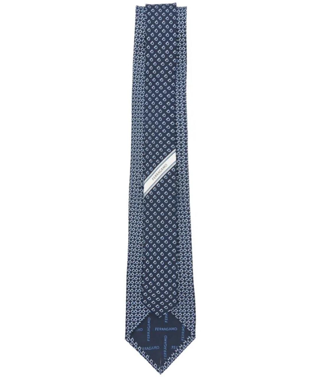 FERRAGAMO Синий шелковый галстук, фото 2