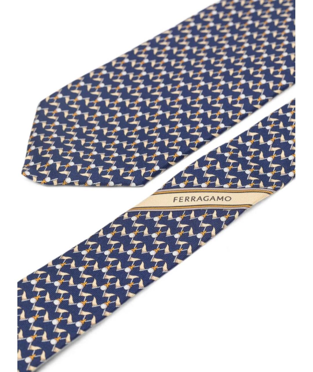 FERRAGAMO Синий шелковый галстук, фото 3