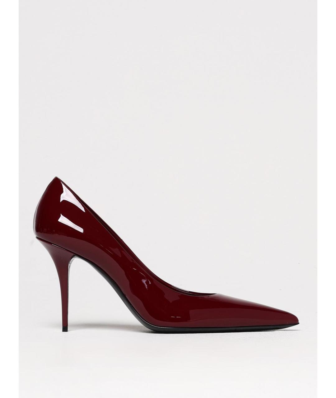SAINT LAURENT Бордовые туфли из лакированной кожи, фото 5