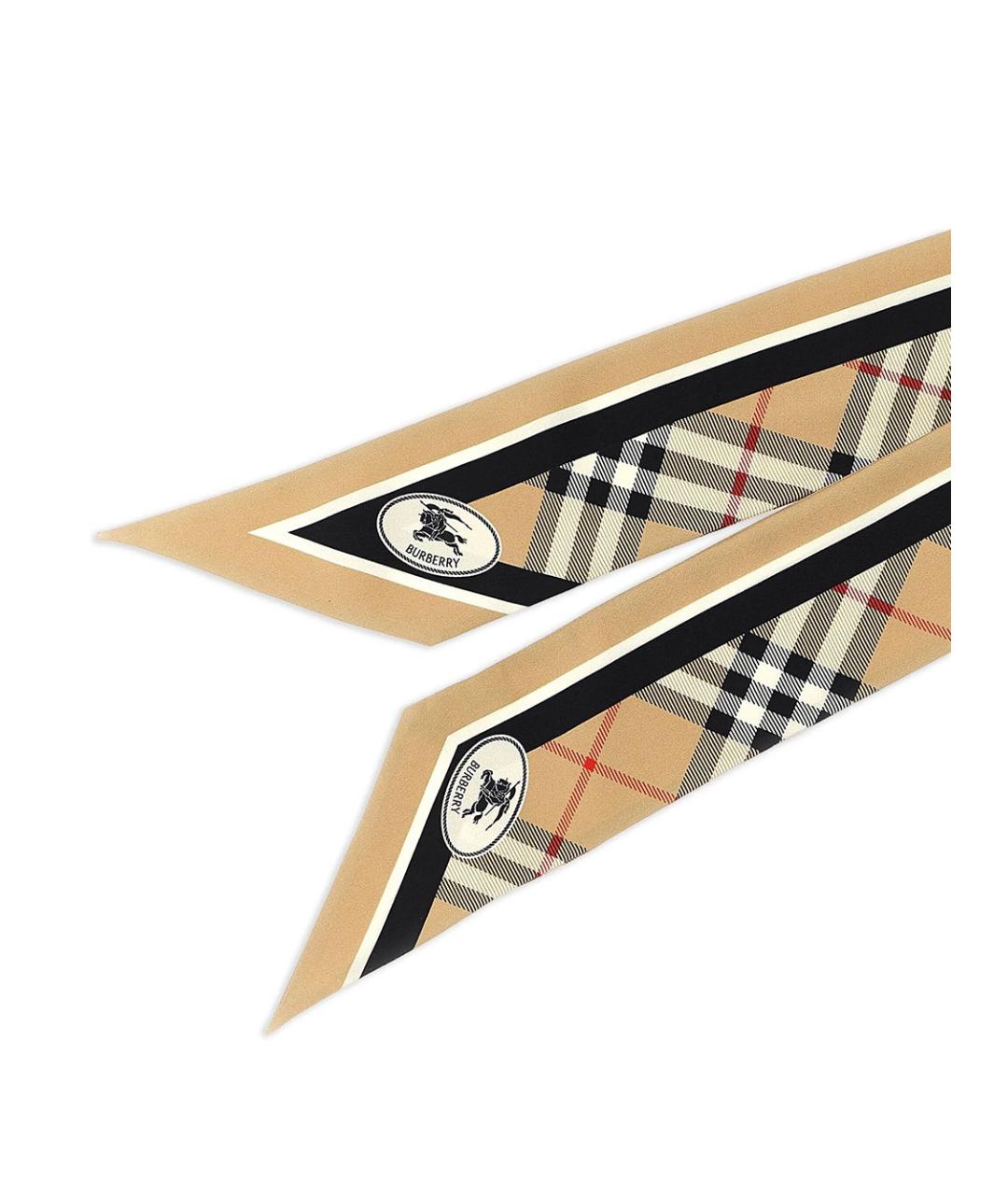 BURBERRY Бежевый шелковый шарф, фото 3