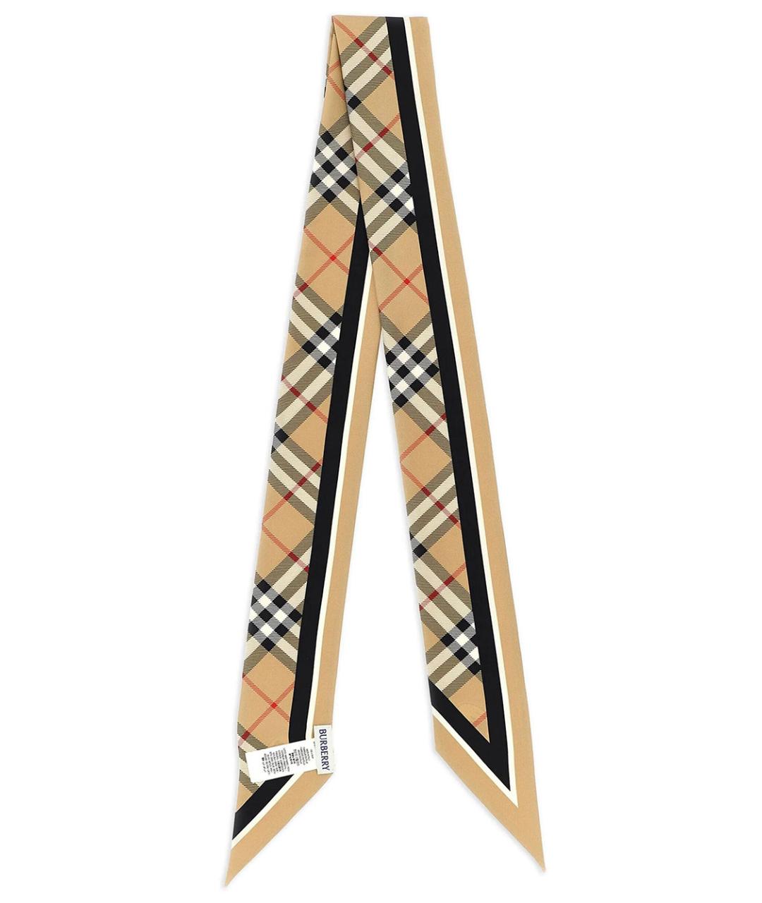 BURBERRY Бежевый шелковый шарф, фото 2