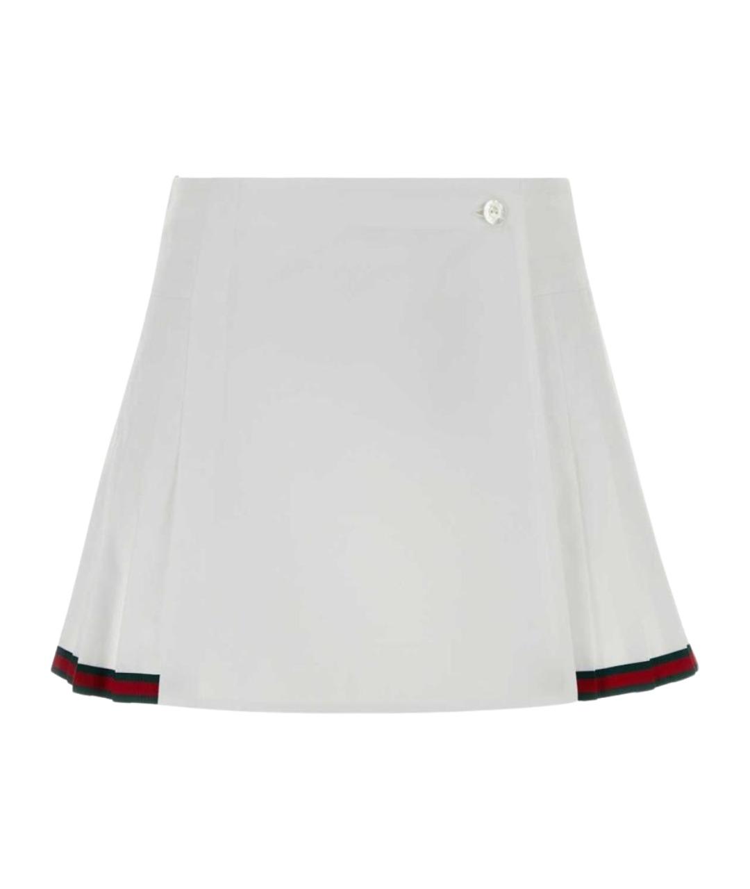 GUCCI Белая хлопковая юбка мини, фото 1