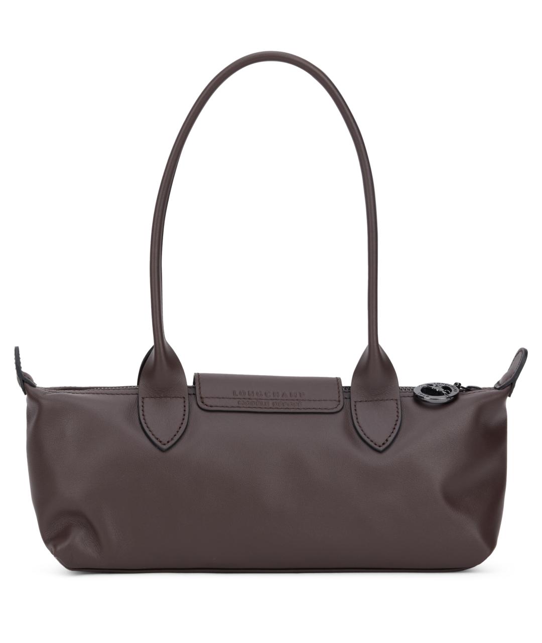 LONGCHAMP Коричневая кожаная сумка с короткими ручками, фото 3