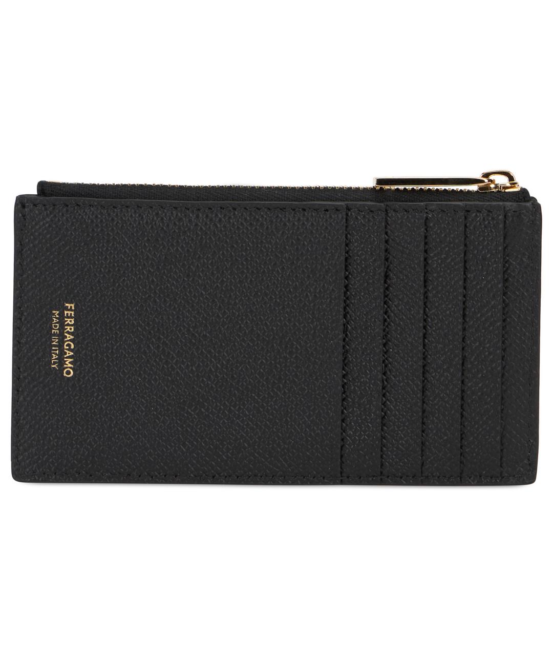 FERRAGAMO Черный кожаный кошелек, фото 2