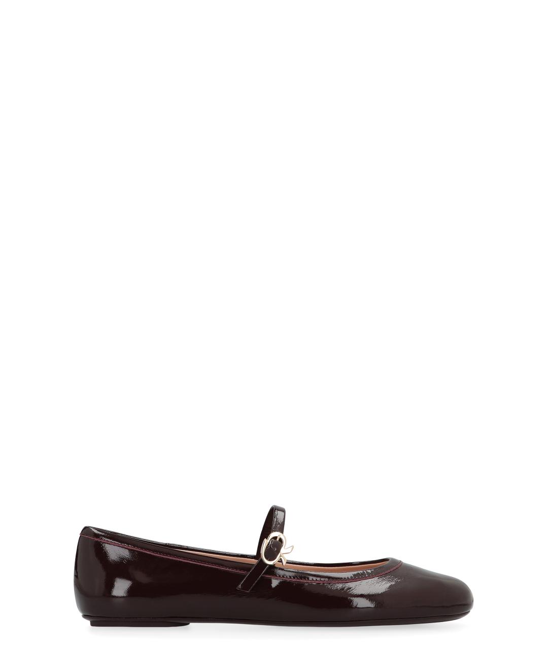 GIANVITO ROSSI Бордовые кожаные балетки, фото 1