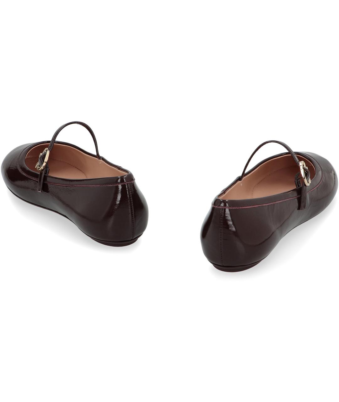GIANVITO ROSSI Бордовые кожаные балетки, фото 4
