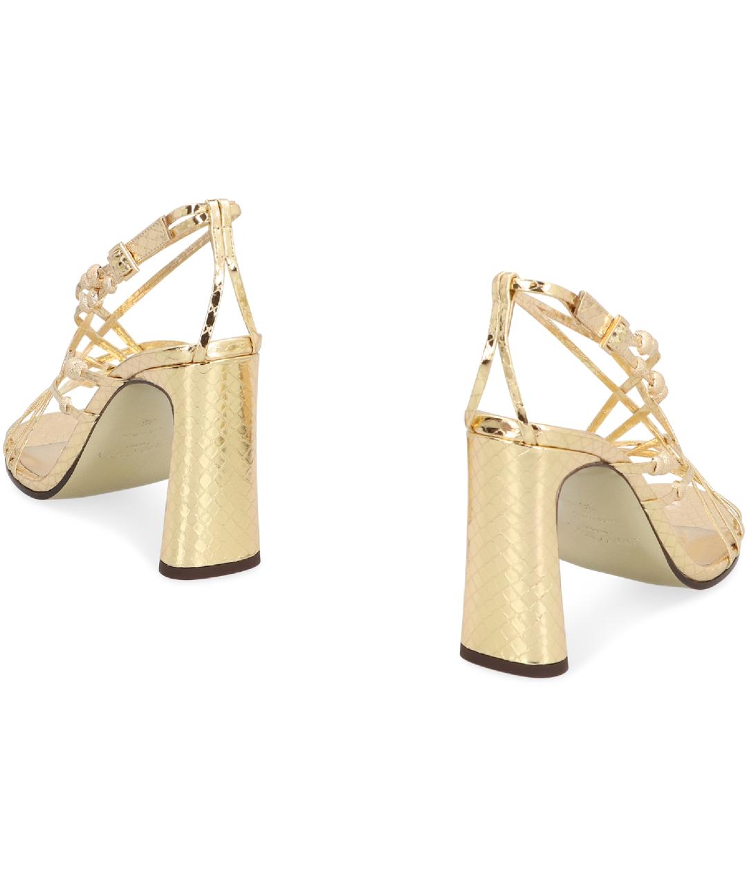 JIMMY CHOO Золотые кожаные босоножки, фото 4