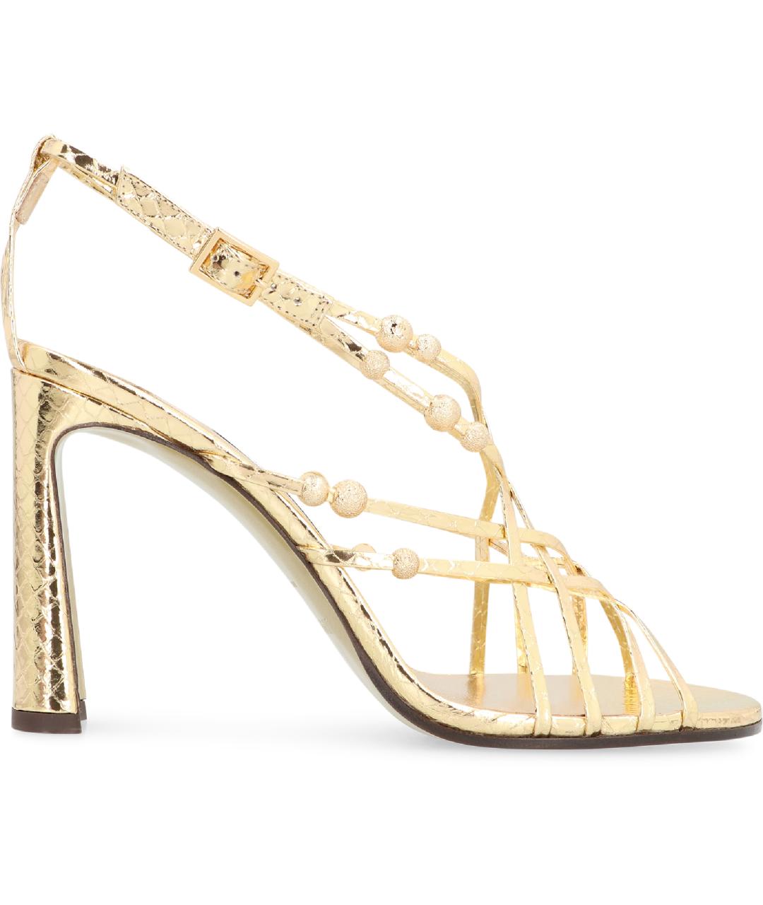 JIMMY CHOO Золотые кожаные босоножки, фото 2