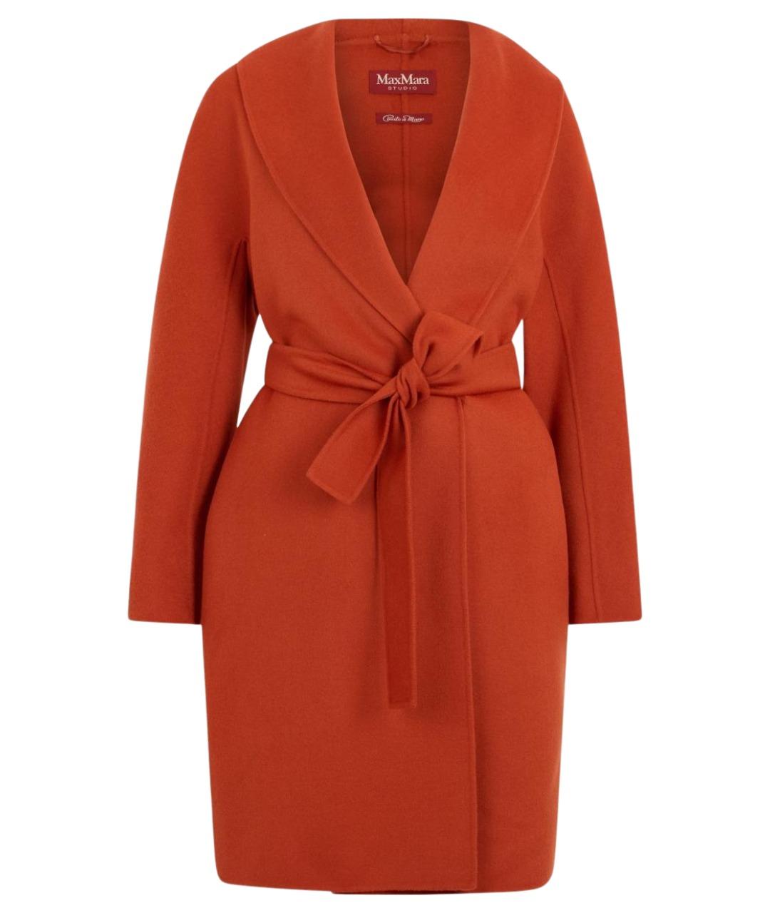 MAX MARA STUDIO Оранжевое кашемировое пальто, фото 1