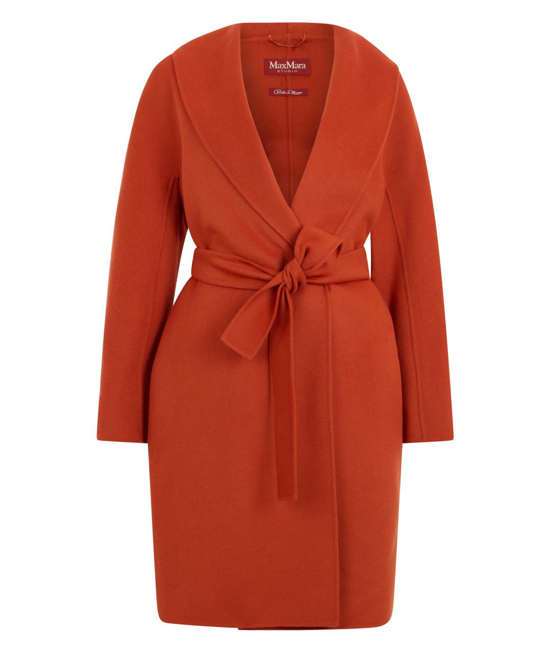MAX MARA STUDIO Оранжевое кашемировое пальто, фото 3