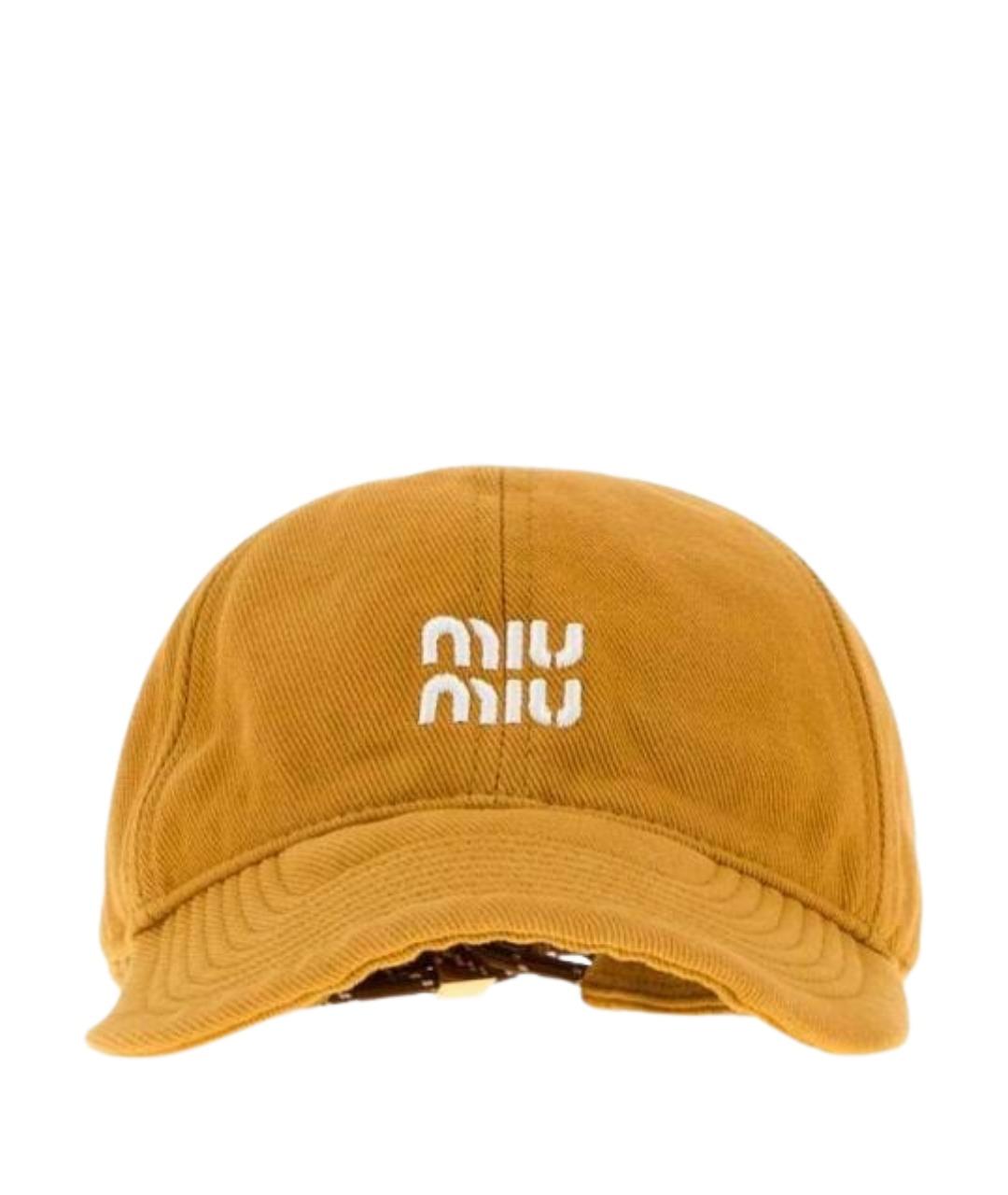 MIU MIU Желтая хлопковая кепка, фото 1