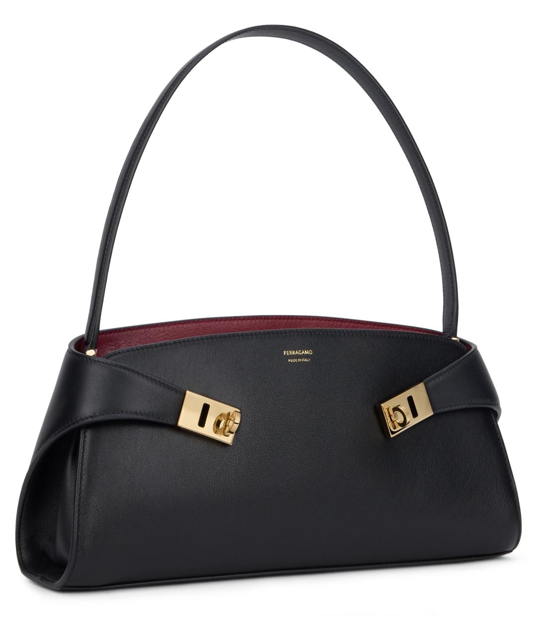 FERRAGAMO Черная кожаная сумка через плечо, фото 3