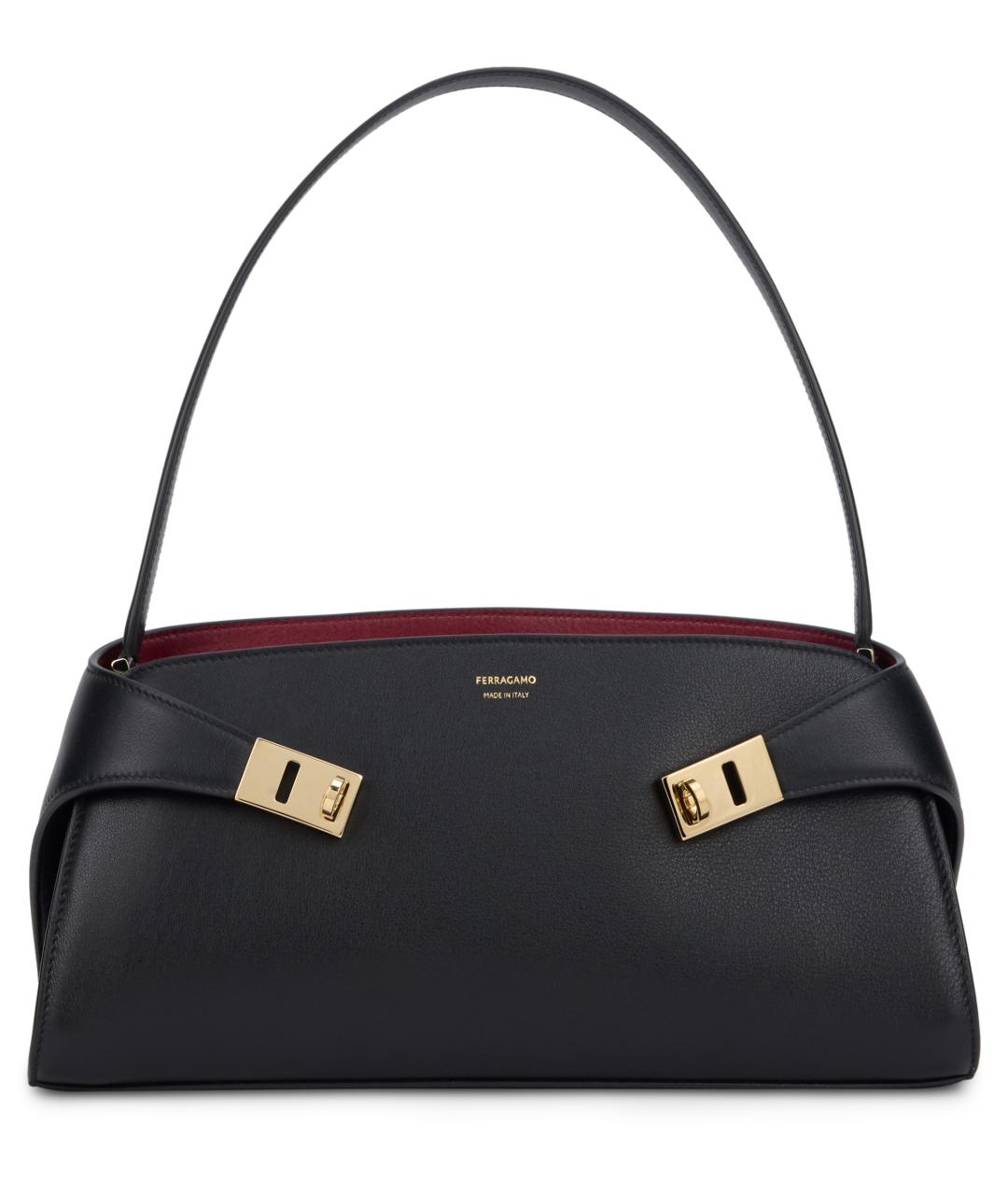 FERRAGAMO Черная кожаная сумка через плечо, фото 2