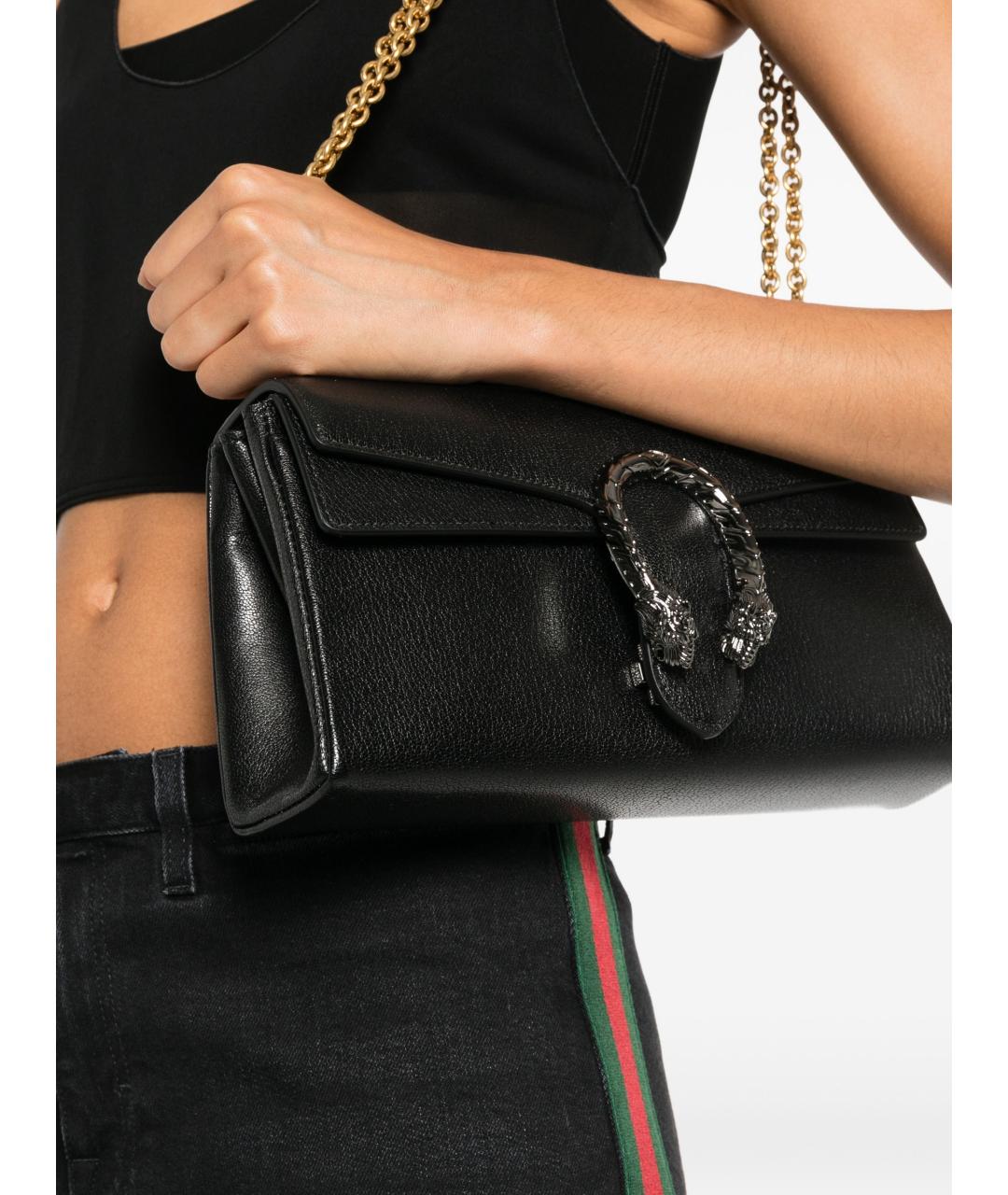 GUCCI Черная кожаная сумка через плечо, фото 2