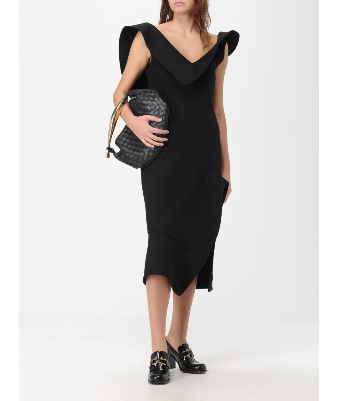 BOTTEGA VENETA Черное хлопковое коктейльное платье, фото 2