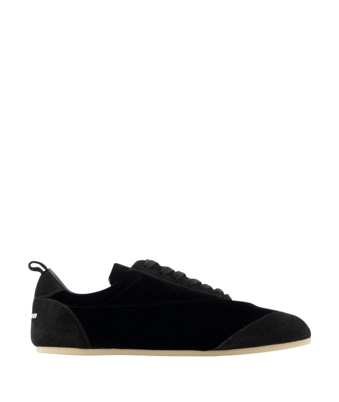 JIL SANDER Черные кожаные кроссовки, фото 1