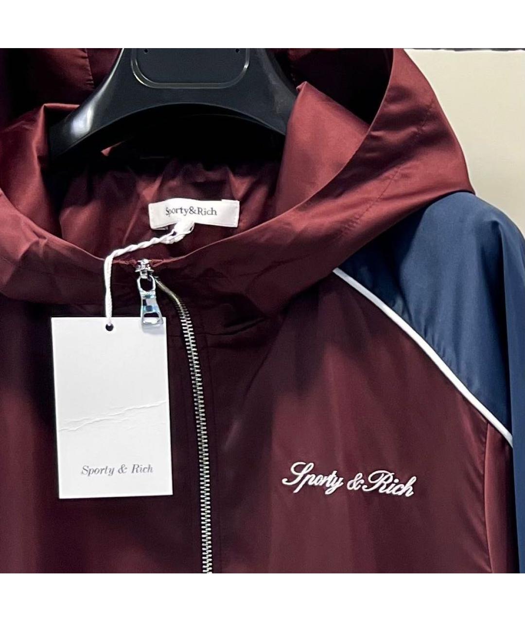 SPORTY AND RICH Бордовая полиэстеровая спортивная куртка, фото 3
