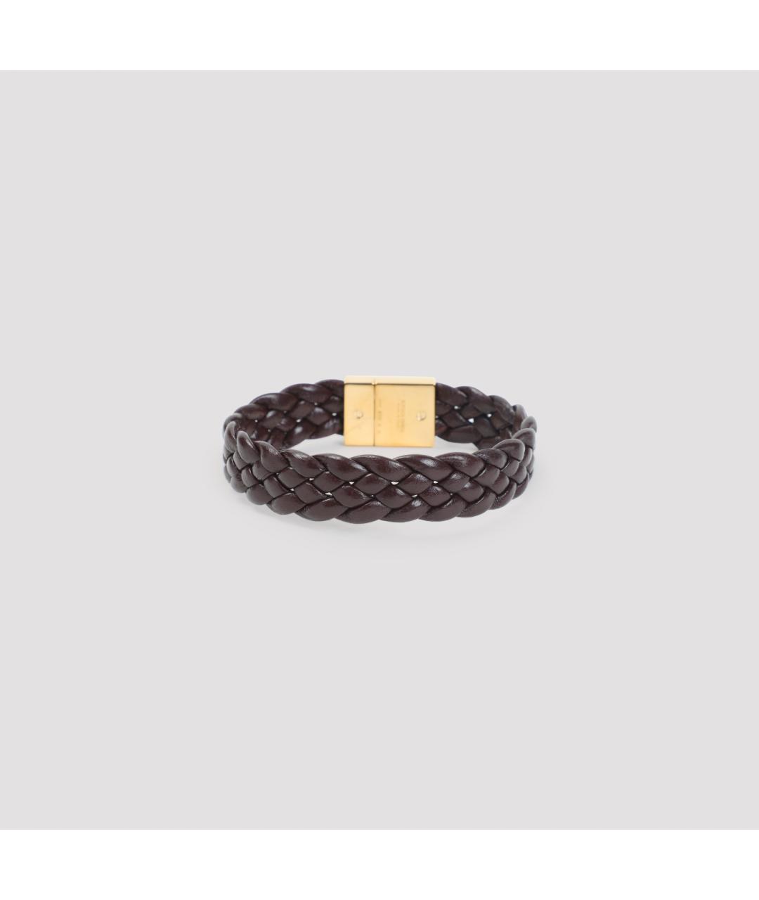 BOTTEGA VENETA Бордовый кожаный браслет, фото 2