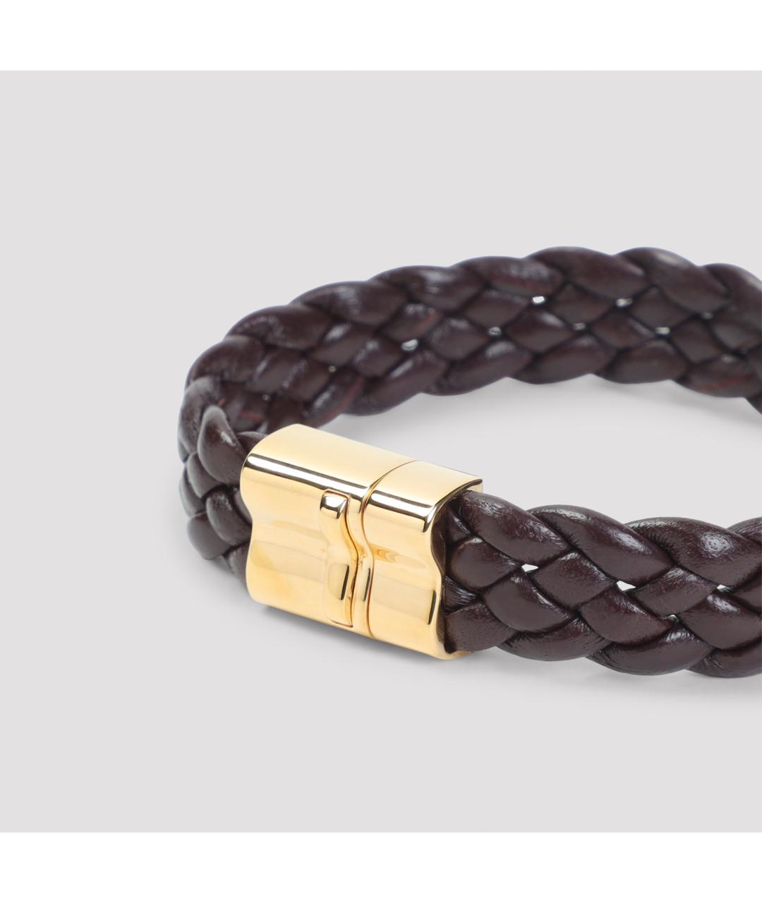 BOTTEGA VENETA Бордовый кожаный браслет, фото 4