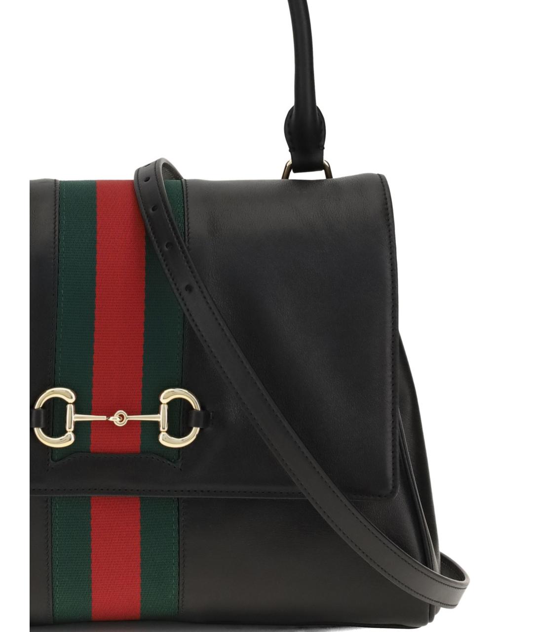 GUCCI Черная кожаная сумка тоут, фото 2