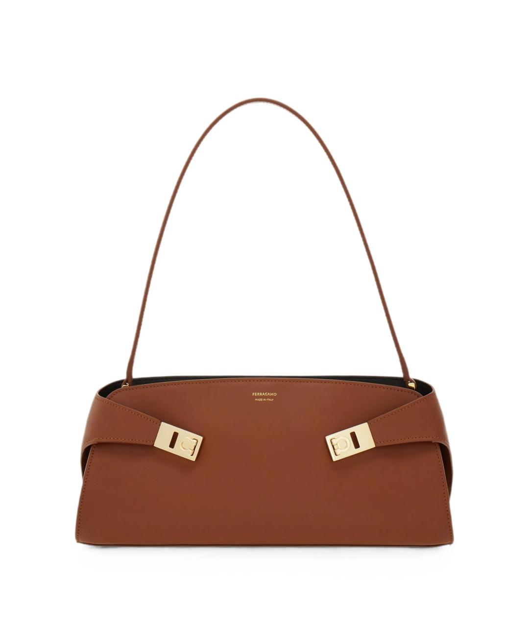 FERRAGAMO Коричневая кожаная сумка через плечо, фото 1
