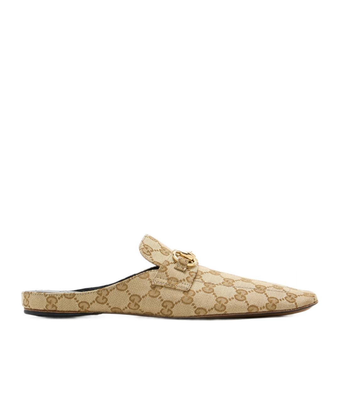GUCCI Бежевые текстильные мюли, фото 1