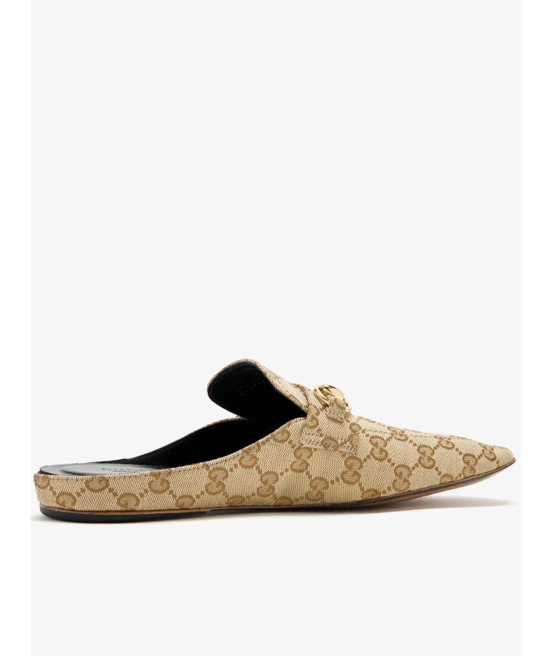 GUCCI Бежевые текстильные мюли, фото 3