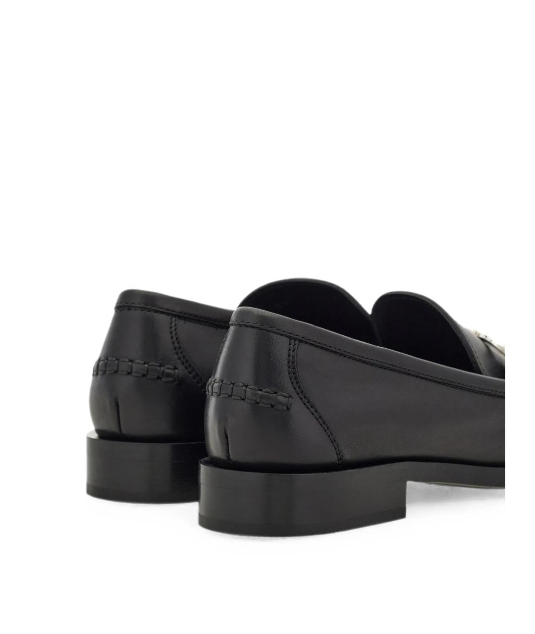 FERRAGAMO Черные кожаные лоферы, фото 4