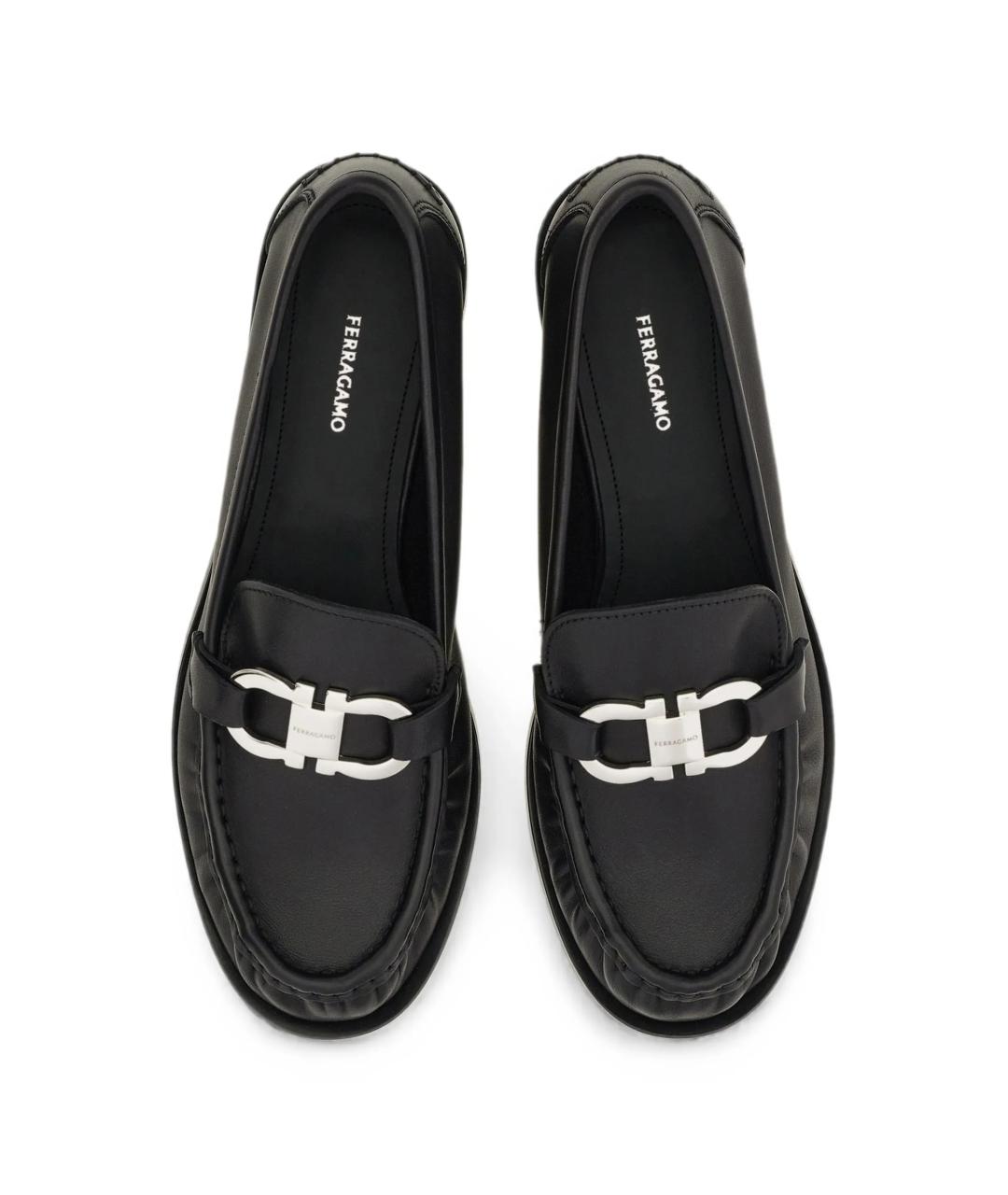 FERRAGAMO Черные кожаные лоферы, фото 3