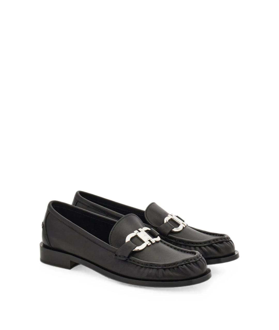 FERRAGAMO Черные кожаные лоферы, фото 2